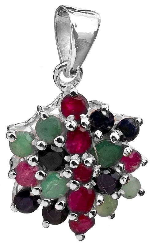 Faceted Gemstone Pendant (Emerald, Ruby and Sapphire)