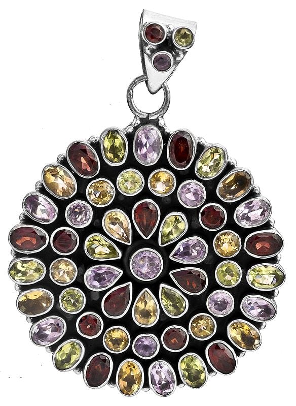 Faceted Gemstone Pendant (Garnet, Amethyst, Citrine and Peridot)