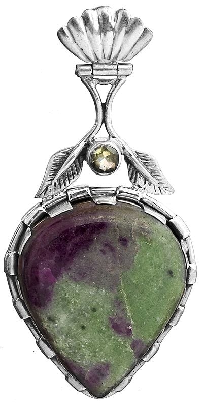 Ruby Zoisite with Faceted Peridot Pendant