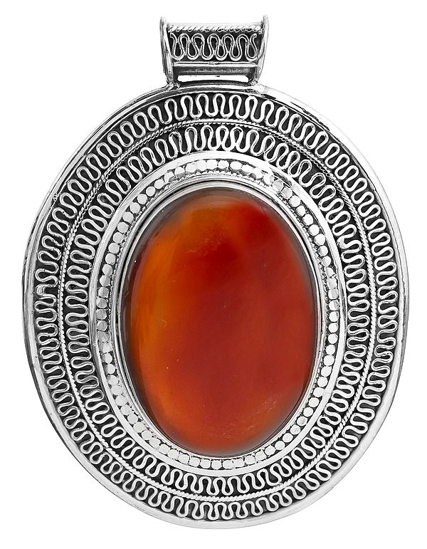 Carnelian Oval Pendant with Filigree