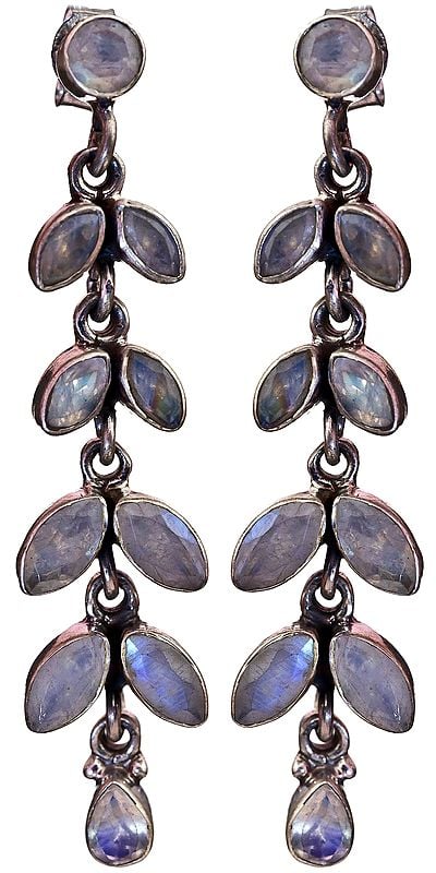 Faceted Rainbow Moonstone Earrings