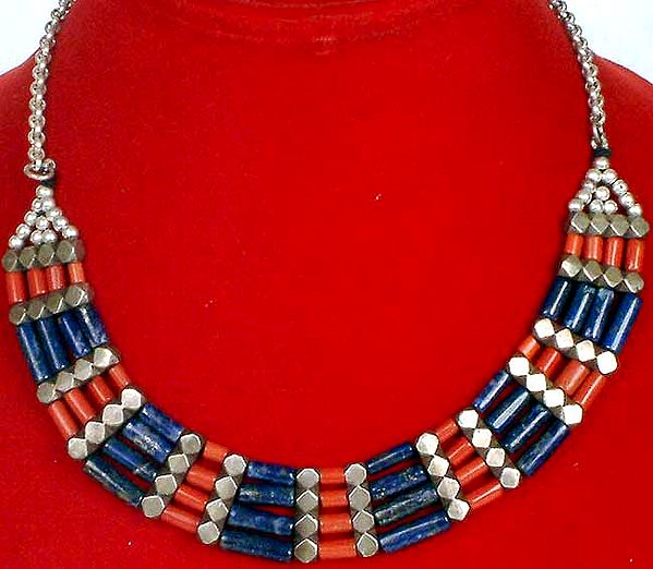 Lapis and Coral Necklace
