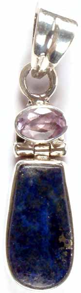 Lapis Lazuli Hinged Tie with Faceted Amethyst