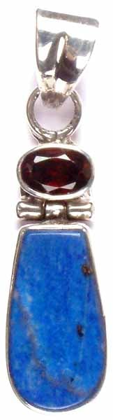 Lapis Lazuli Hinged Tie with Faceted Garnet
