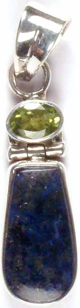 Lapis Lazuli Hinged Tie with Faceted Peridot