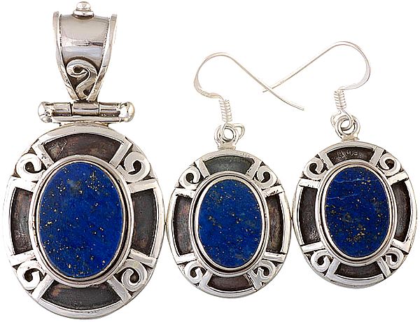 Lapis Lazuli Pendant with Earrings Set