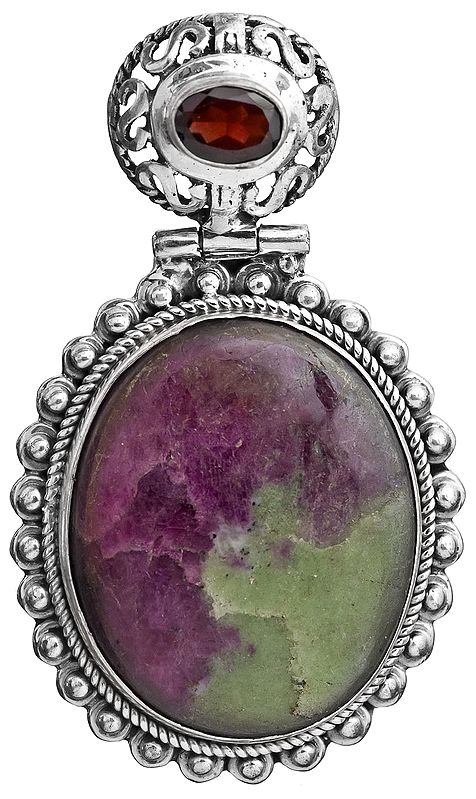 Ruby Zoisite Pendant with Faceted Garnet