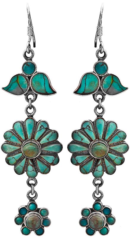 Nepalese Inlay Flower Earrings