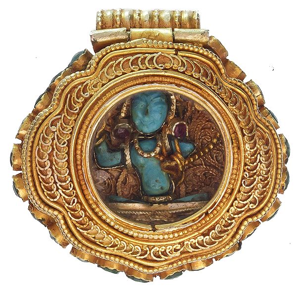 Manjushri Gold Plated Gau Box Pendant