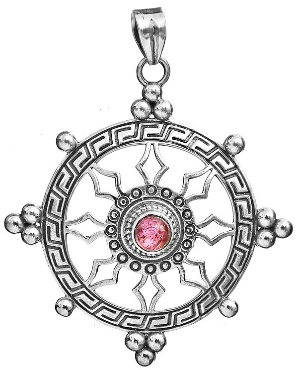 Dharmachakra Pendant with Garnet