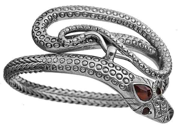 Faceted Garnet Serpent Bracelet