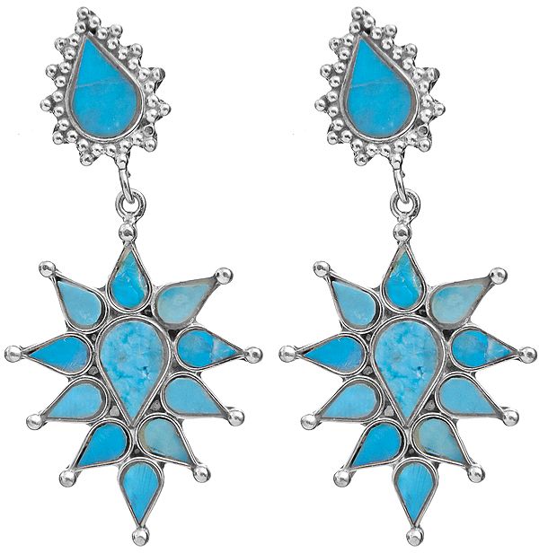 Earrings Inlaid With Real Turquoise