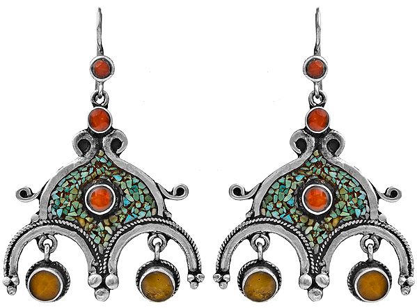Earrings with Coral and Amber from Afghanistan