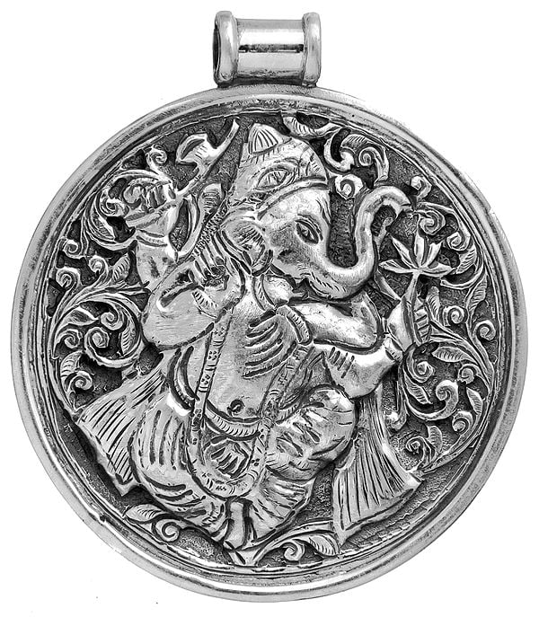 Sterling Dancing Ganesha Large Pendant