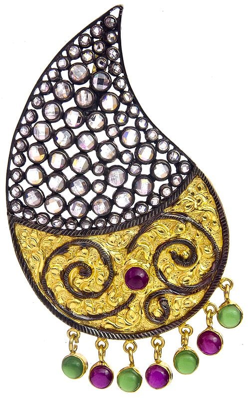 Designer Paisley Pendant with Ruby and Emerald