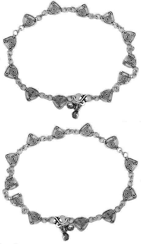 Sterling Anklets with Spiral (Price Per Pair)
