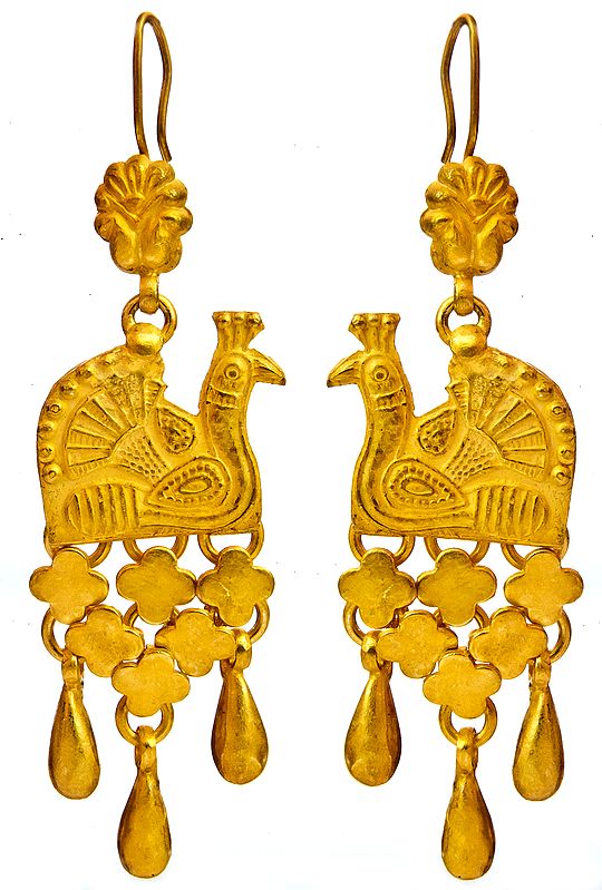 Gold Plated Peocock Earrings
