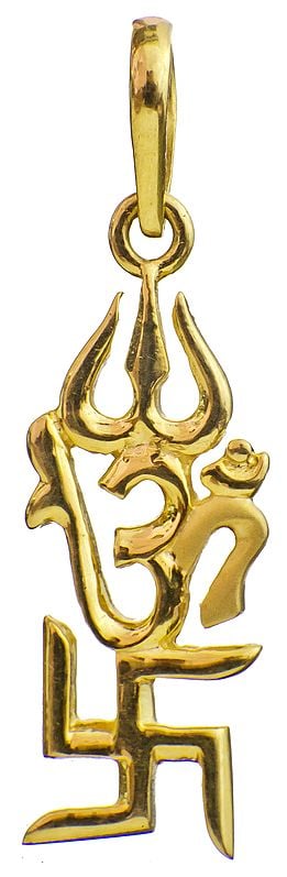 A Pendant of Three Auspicious Symbols (Trident, OM (AUM) and Swastika)