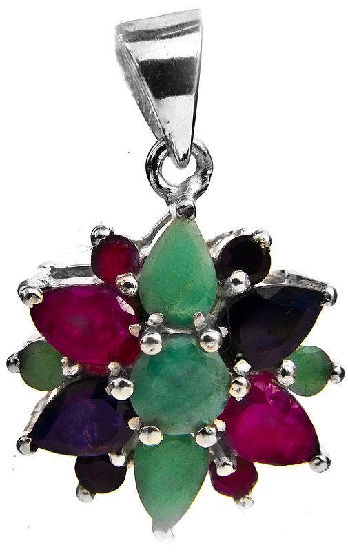 Faceted Gemstone Pendant (Ruby, Sapphire and Emerald)