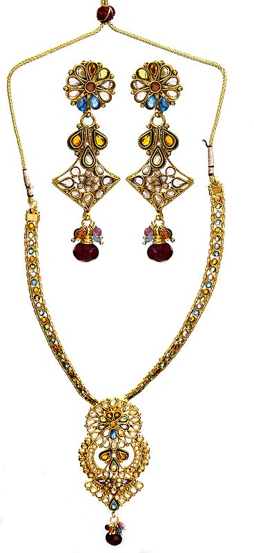 Multi-Color Necklace with Earrings Set