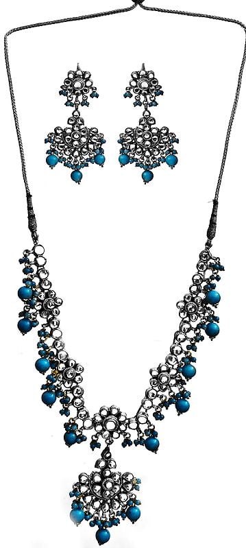 Faux Turquoise Kundan Necklace with Earrings Set