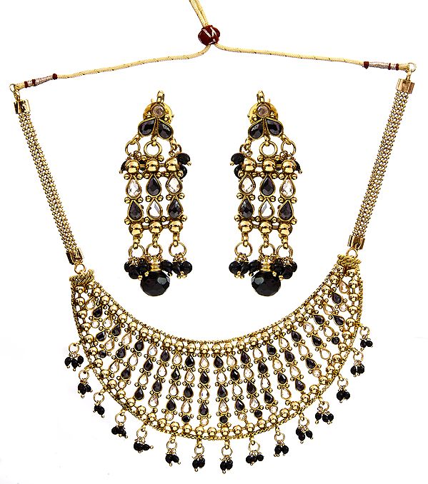 Black Color Necklace Set with Earrings