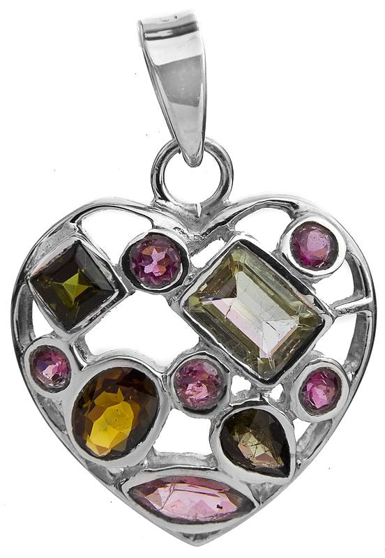 Tourmaline Heart-Shape Pendant (In Mixed Color)