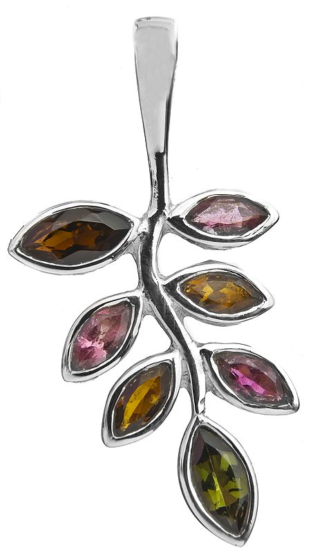 Faceted Tourmaline Leaves Pendant