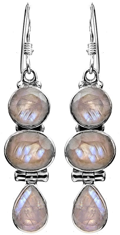 Faceted Rainbow Moonstone Earrings