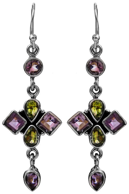 Faceted Amethyst and Peridot Earrings