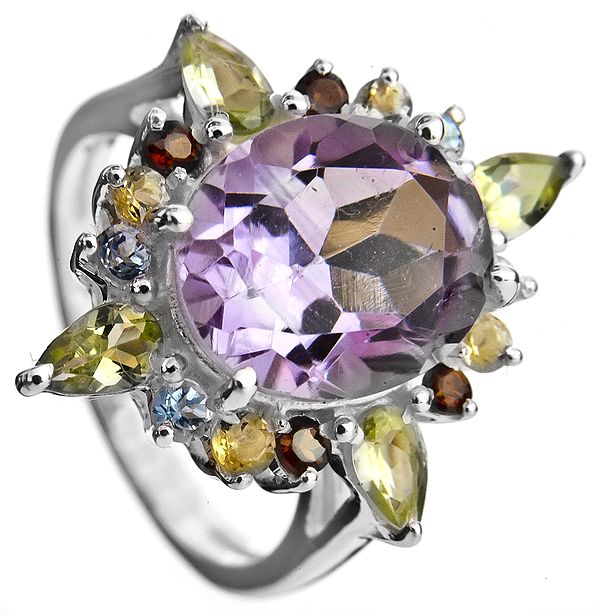 Faceted Gemstone Ring (Amethyst, BT, Garnet, Citrine and Peridot)