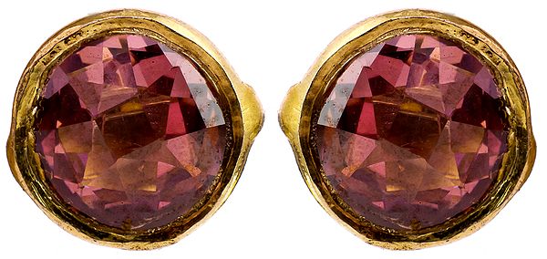 Faceted Pink Tourmaline Gold Plated Tops