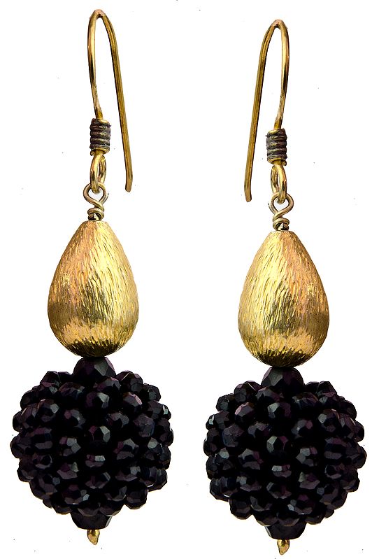 Faceted Black Spinel Gold Plated Earrings