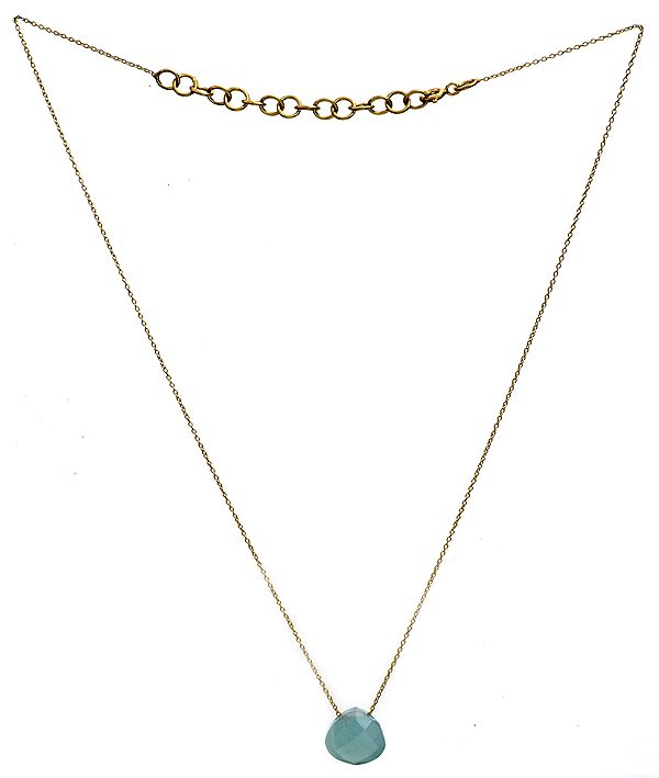 Faceted Peru Chalcedony Gold Plated Necklace
