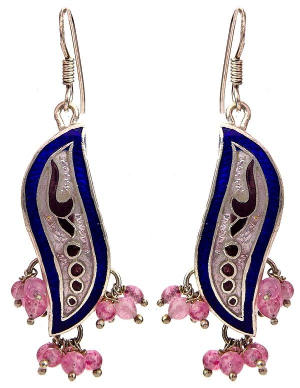 Enamelled Earrings with Pink Tourmaline