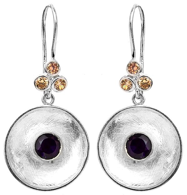 Faceted Amethyst with Citrine Earrings
