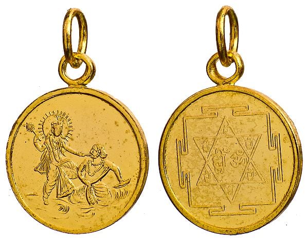 Bagalamukhi Pendant with Her Yantra on the Reverse (Two Sided Pendant)