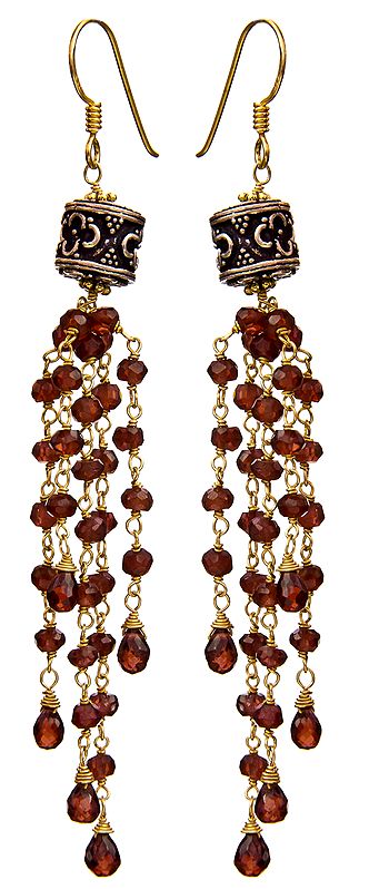 Faceted Garnet Gold Plated Earrings