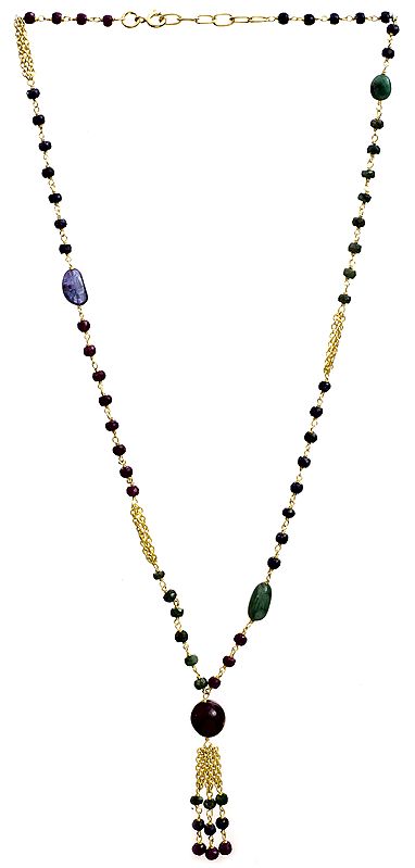 Gemstone Gold Plated Necklace (Ruby, Emerald and Sapphire)