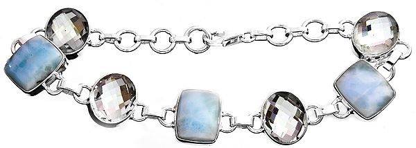 Larimar Bracelet with Faceted Green Amethyst