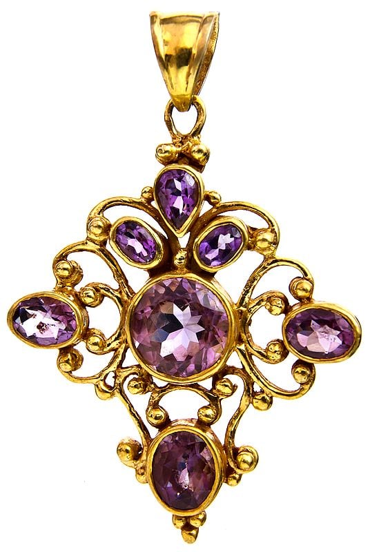 Faceted Amethyst Gold Plated Pendant