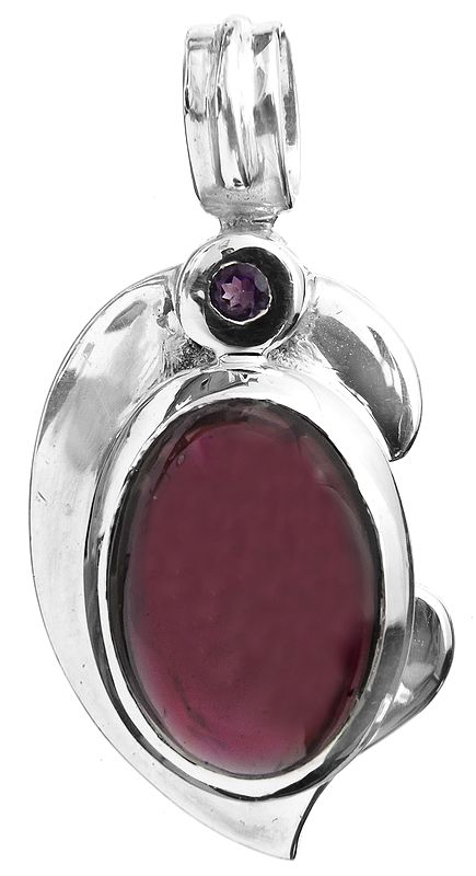 Garnet Pendant with Faceted Amethyst