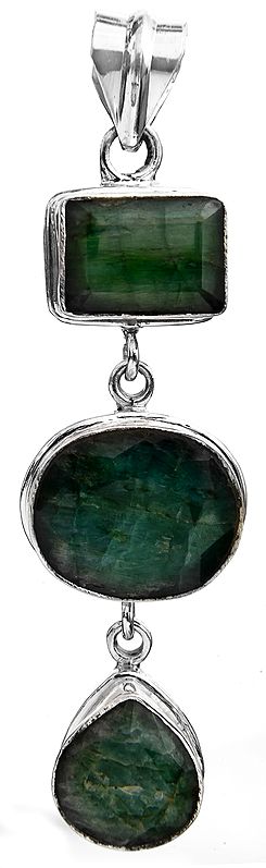 Faceted Triple Emerald  Pendant