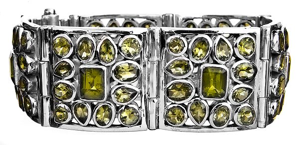 Faceted Peridot Wrist Band