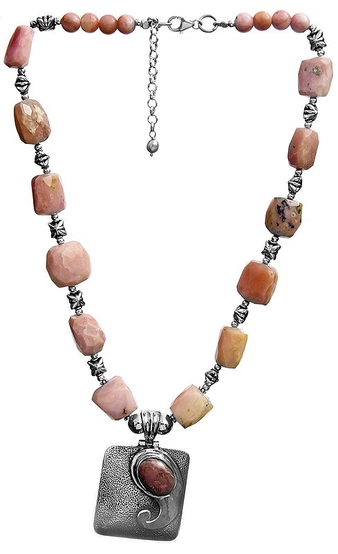 Faceted Pink Opal Necklace
