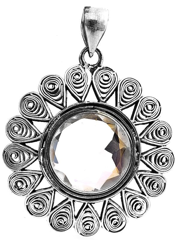 Faceted Crystal Filigree Pendant
