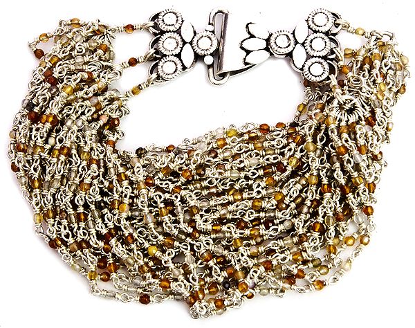 Gemstone Gypsy Bracelet (Carnelian, Crystal and Labradorite)