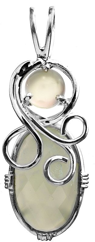 Twin Peru Chalcedony Pendant with Sterling Veins