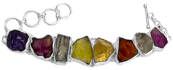 Rugged Gemstone Bracelet (Amethyst, Carnelian, Peridot, Citrine, Green Amethyst, Ruby)