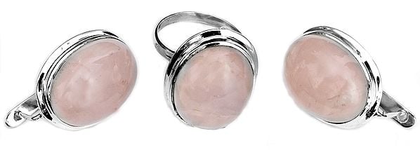 Rose Quartz Earrings with Ring Set